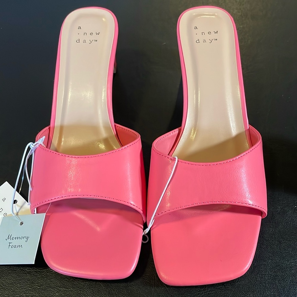 A NEW DAY Lindie Heel Slip On Shoes Memory Foam, Women’s 8.5, Pink